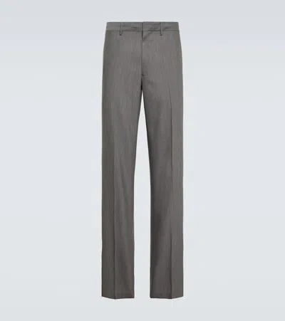 Prada Wool And Mohair Slim Pants In Grey