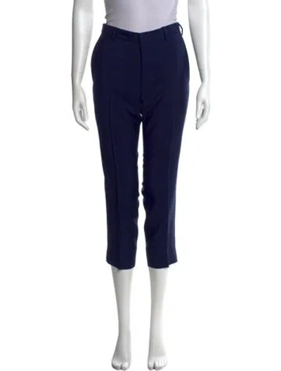 Pre-owned Prada Mohair Straight Leg Pants In Blue