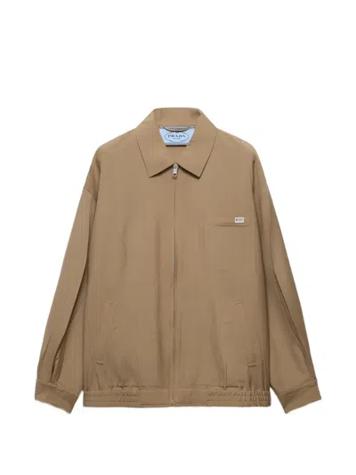 Prada Mohair Wool Blouson Jacket In Brown