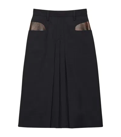 Prada Mohair-wool Midi Skirt In Black