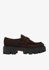 Prada Durable Cushioned Loafers In Brown