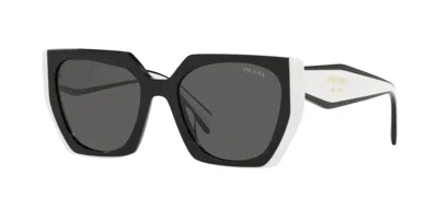 Pre-owned Prada Monochrome Pr 15ws Black And Talc/dark Grey (09q-5s0) Sunglasses In Gray