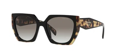 Pre-owned Prada Monochrome Pr 15ws Black Medium Tortoise/grey Shaded (389-0a7) Sunglasses