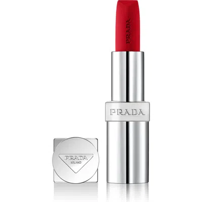 Prada Monochrome Soft Matte Refillable Lipstick In R127 Carmino - Warm Red