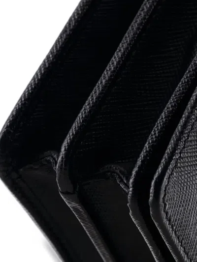 Pre-owned Prada Monochrome Wallet On Chain Saffiano Leather Mini Crossbody Bag In Black