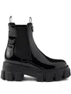 Prada Round-head Short Boots In Black