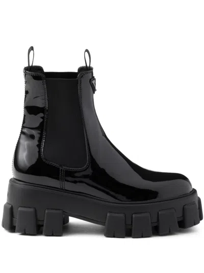 Prada Monolith Stiefeletten Aus Lackleder In Multi