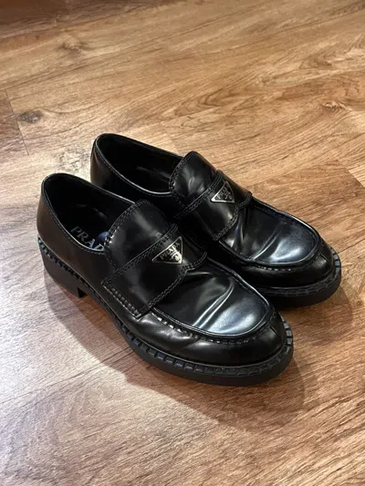 Pre-owned Prada Monolith Black Loafers