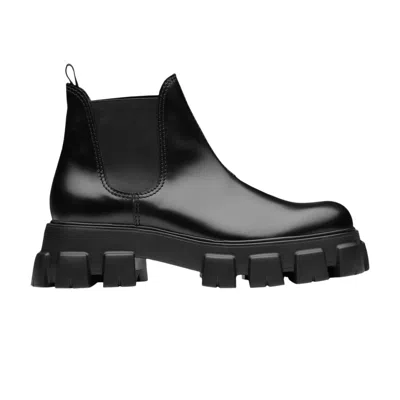 Pre-owned Prada Monolith Brushed Leather Chelsea Boot 'black'