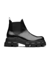 Prada Moonlith Brushed Leather Chelsea Boots In Black