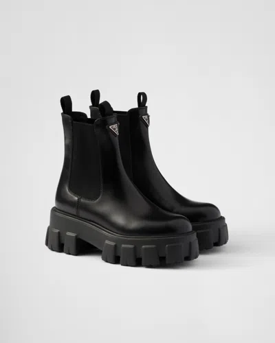 PRADA MONOLITH CHELSEA BOOTS AUS GEBÜRSTETEM LEDER