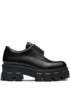 Prada Monolith Sharp Leather Lug-sole Lace-up Shoes In Black