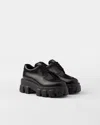 Prada Monolith Sharp Leather Lug-sole Lace-up Shoes In Black