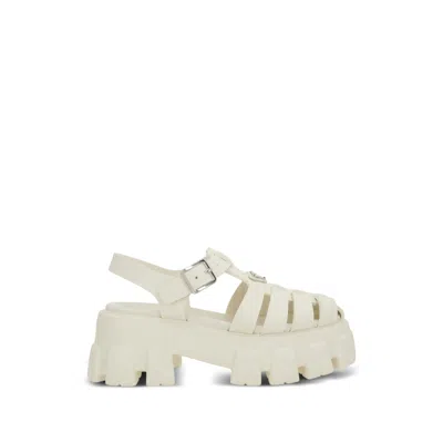Prada Monolith Buckle Sandals In White