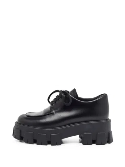 Pre-owned Prada Monolith Derby Shoes In Black