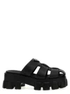 Prada Monolith Platform Fisherman Sandals In Black