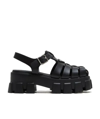 PRADA MONOLITH FOAM RUBBER LOGO PLATFORM SANDALS