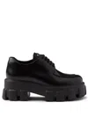 Prada Monolith Sharp Leather Lug-sole Lace-up Shoes In Black