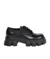 Prada Monolith Brushed Rois Leather And Nylon Lace-up Shoes In Black