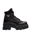 Prada Monolith Laced Short Boots In Black