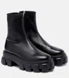 Prada Black Stretch Nappa Monolith Ankle Boots In Black
