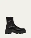 Prada Black Stretch Nappa Monolith Ankle Boots In Black