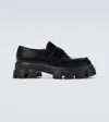 Prada Black Brushed Leather Loafer In Black