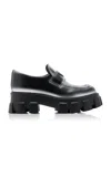 Prada Monolith Loafers In Leather In Silver