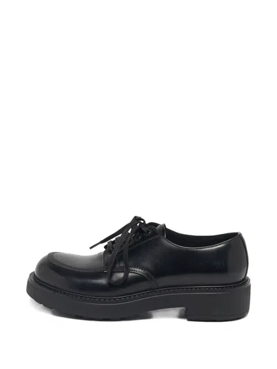 Pre-owned Prada Monolith Leather Platform Loafers In Black