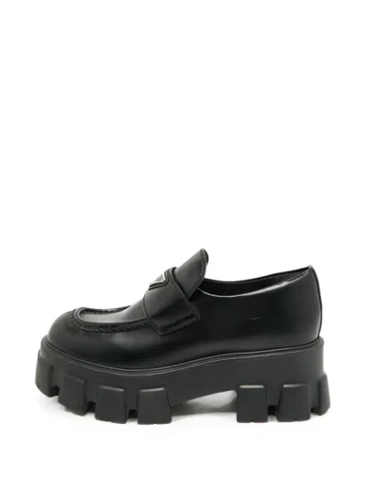Pre-owned Prada Monolith Loafers In Black