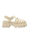Prada Monolith Logo Detail High-heeled Sandals In Quartz Color