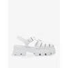 Prada Triangle-logo Quilted Leather Sandals In White