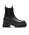 Prada Monolith Brushed Leather Chelsea Boots In Black