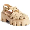 Prada Monolith Sandals In Naturale
