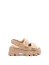 Prada Monolith Sandalen Aus Nappa-leder In Beige