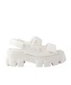 Prada Monolith Nappa Leather Sandals In Ivory