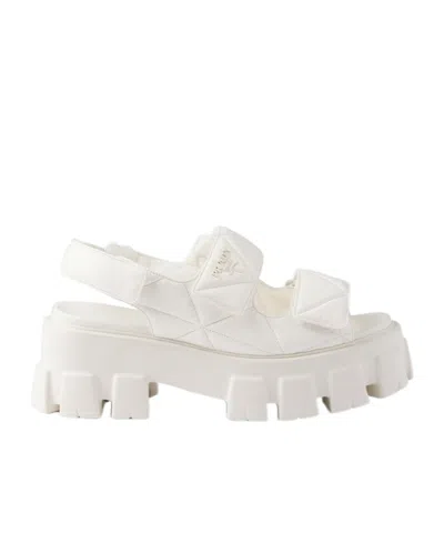Prada Monolith Nappa Leather Sandals In Ivory