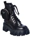 Prada Monolith Side Small Pocket Decorative Lacing Platform Martin Boots In Black