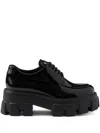 Prada Monolith Lace-up Loafers 55 In Black