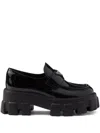 Prada Monolith Lace-up Loafers 55 In Black