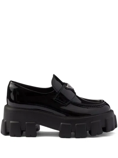 PRADA MONOLITH PATENT LEATHER LOAFERS