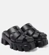 Prada Monolith Platform Fisherman Sandals In Black