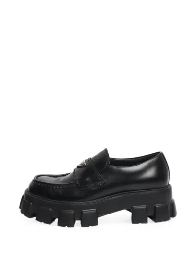 Pre-owned Prada Monolith Platform Loafers In Black