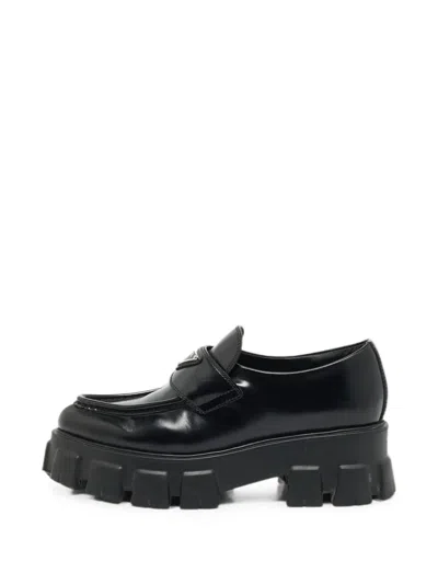 Pre-owned Prada Monolith Platform Loafers In Black