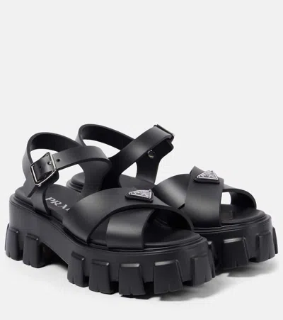 Prada Monolith Platform Sandals In Blue