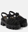 Prada Womens Black Monolith Logo-plaque Chunky-sole Caged Crochet Sandals In Black