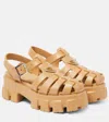 Prada Chunky Platform Sandals With Interwoven Straps In Braun