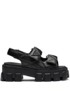Prada Nappa Leather Sandals With Thick Sole And Open Toe In Schwarz