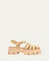 Prada Monolith Raffia Fisherman Sandals In Naturale