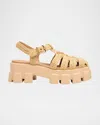 Prada Monolith Raffia Fisherman Sandals In Naturale
